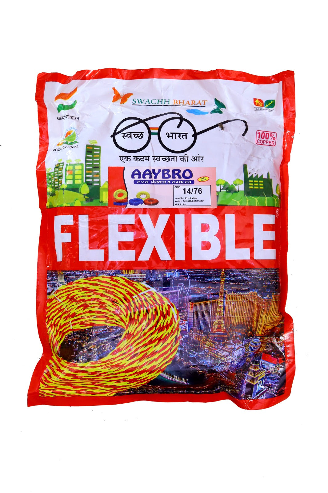 14/76 Flexible Copper Wire 0 sq mm Red Black 72 METER Wire - 14/76 लचीला तांबे का तार 0 वर्ग मिमी लाल काला 72 मीटर तार
