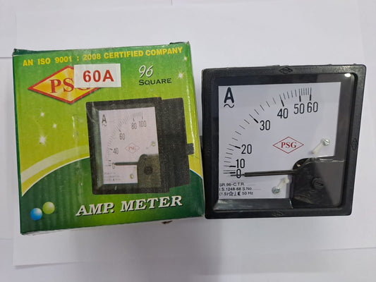 PSG Ampere Meter Gauge 0-60Amp - Square Shape - Analog